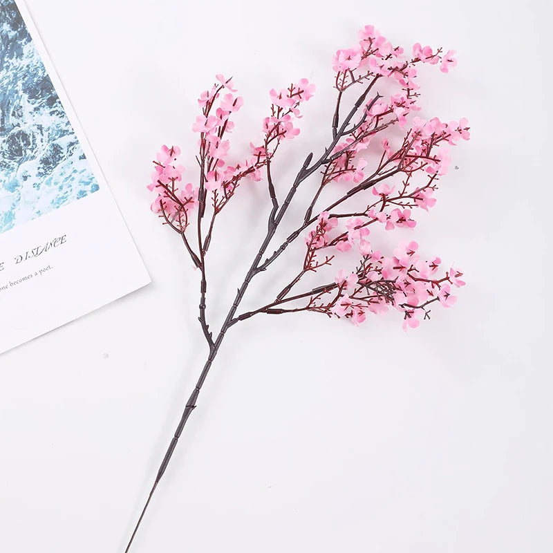 Artificial Pink Cherry Blossom & Gypsophila Branch
