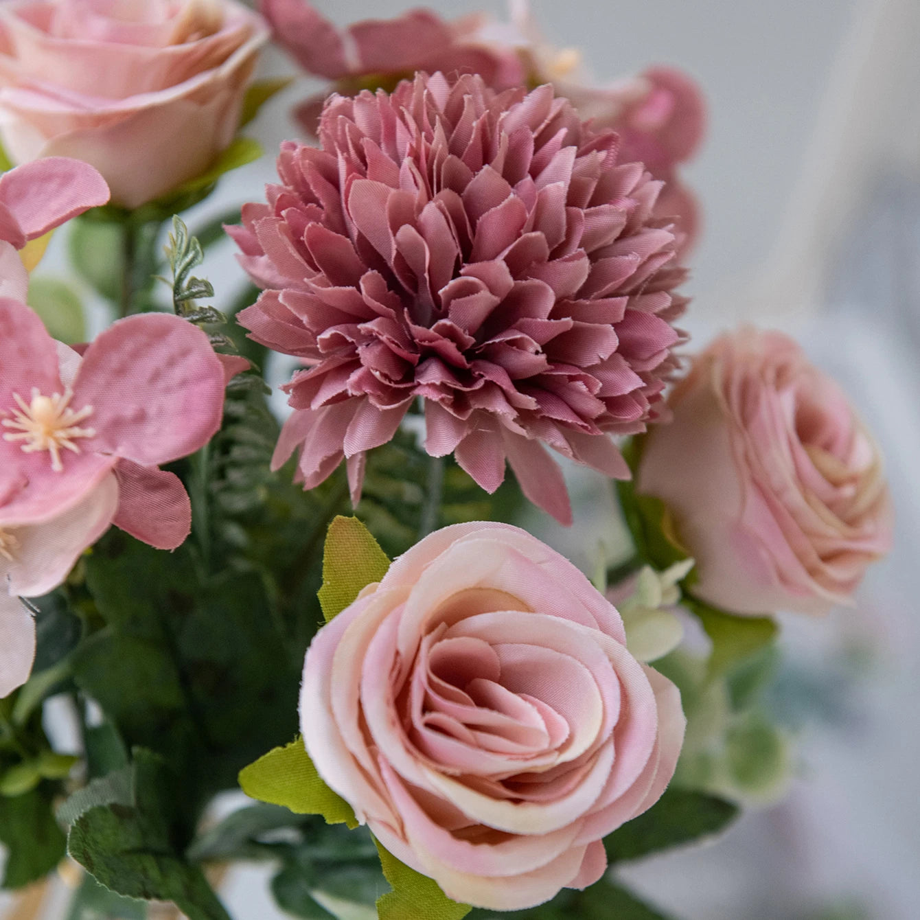 Artificial Silk Rose & Peony Bouquet with Hydrangeas
