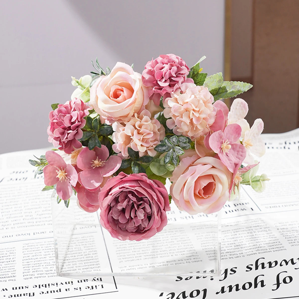 Artificial Silk Flower Bouquet — Roses, Peonies & Hydrangeas
