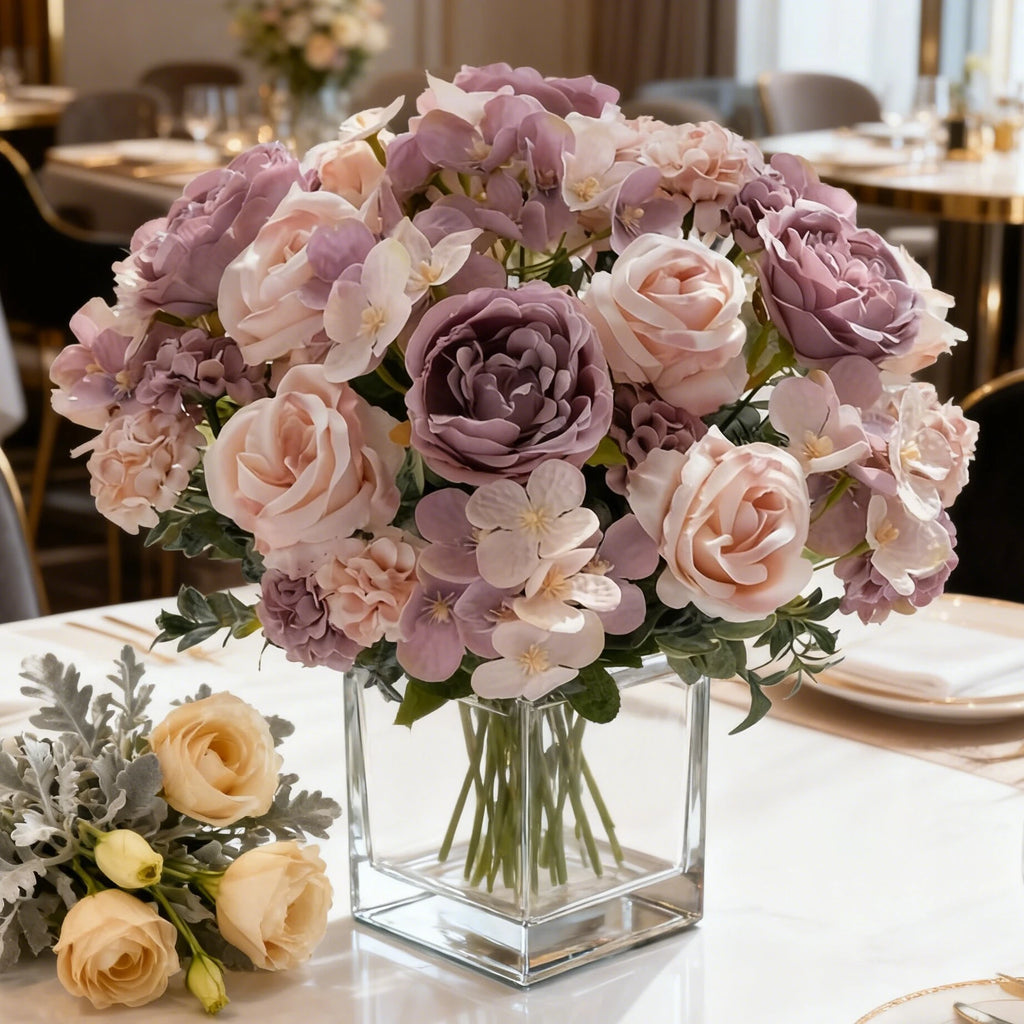 Artificial Silk Flower Bouquet — Roses, Peonies & Hydrangeas