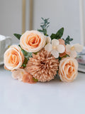 Artificial Silk Rose & Peony Bouquet with Hydrangeas