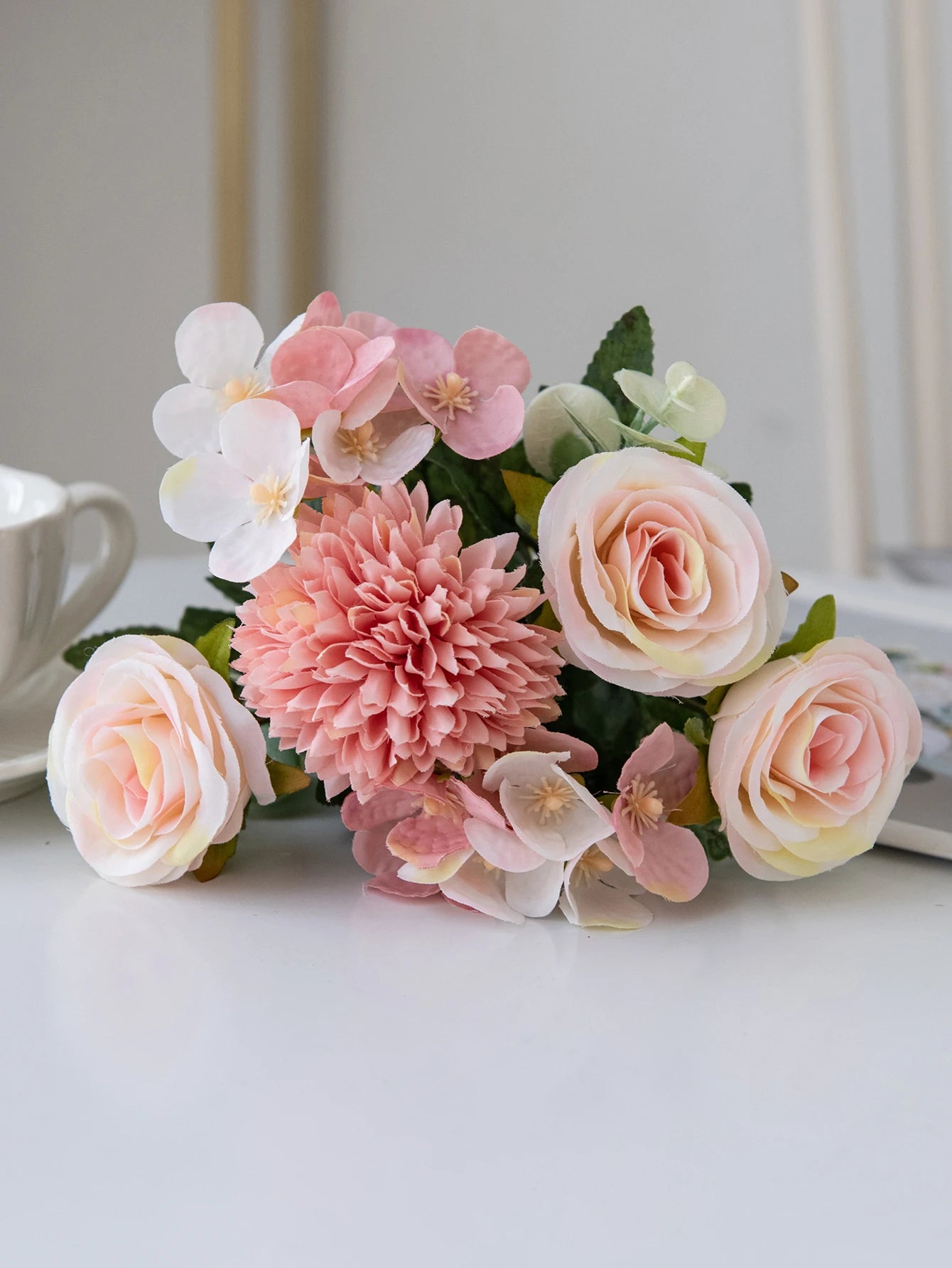 Artificial Silk Rose & Peony Bouquet with Hydrangeas