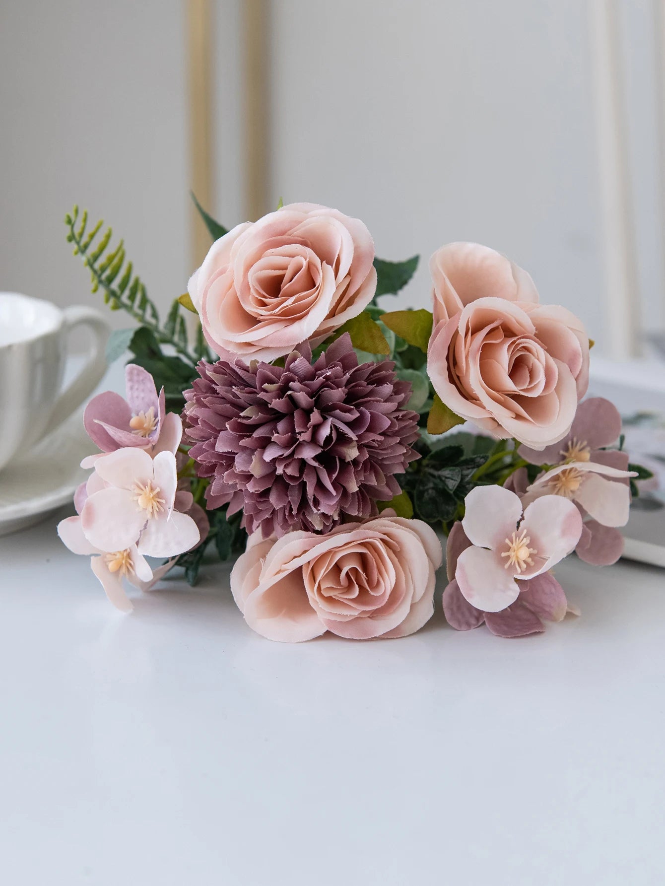 Artificial Silk Rose & Peony Bouquet with Hydrangeas