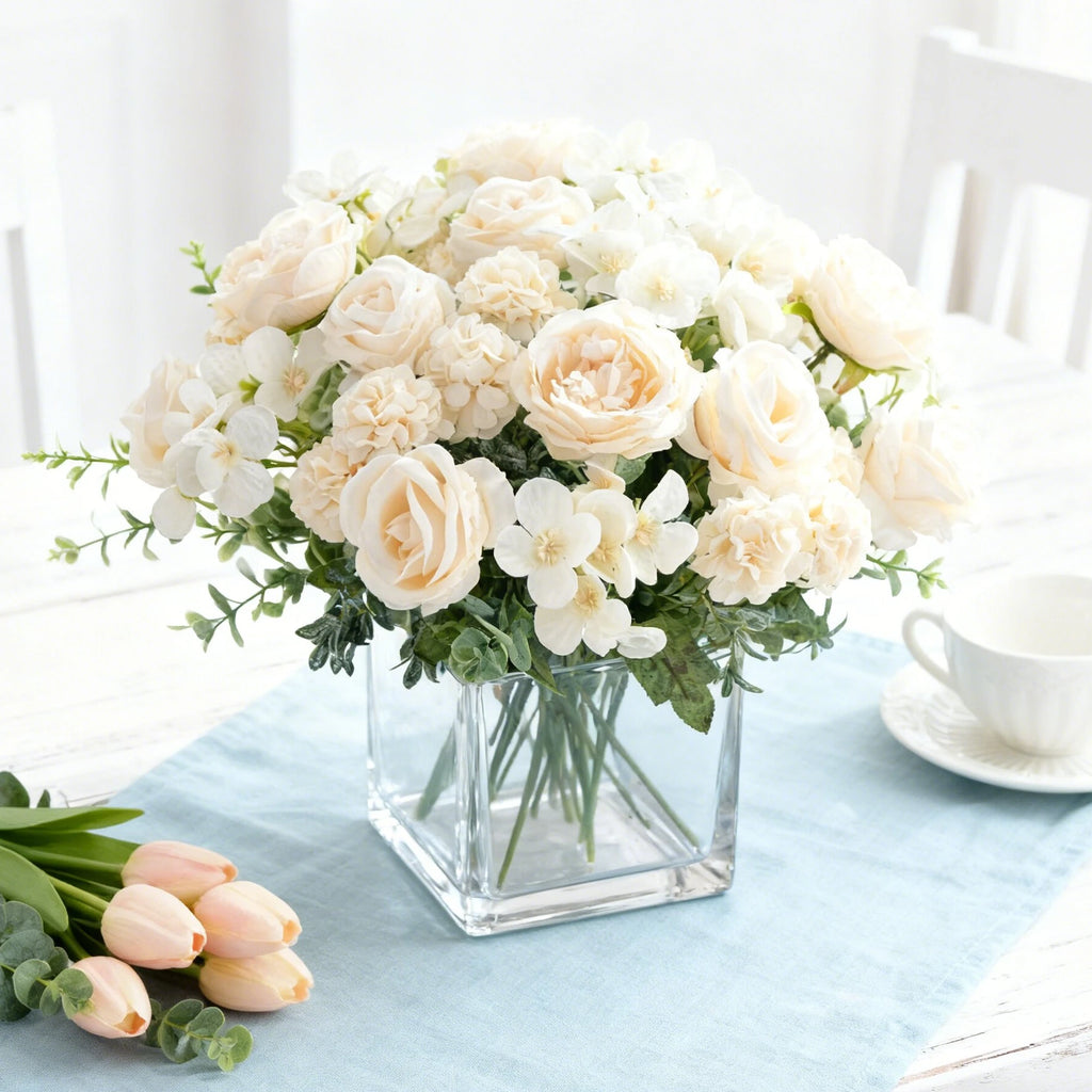 Artificial Silk Flower Bouquet — Roses, Peonies & Hydrangeas