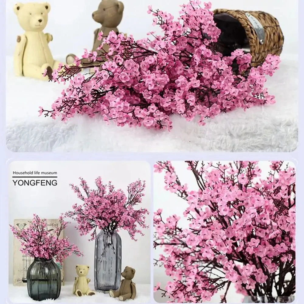 Artificial Pink Cherry Blossom & Gypsophila Branch