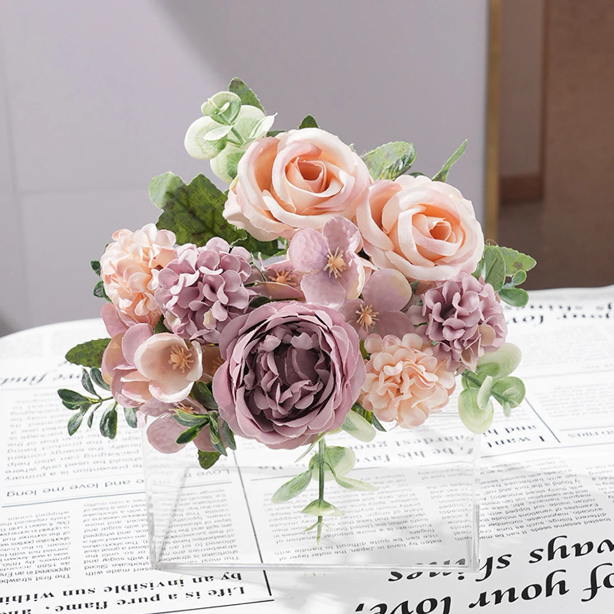 Artificial Silk Flower Bouquet — Roses, Peonies & Hydrangeas