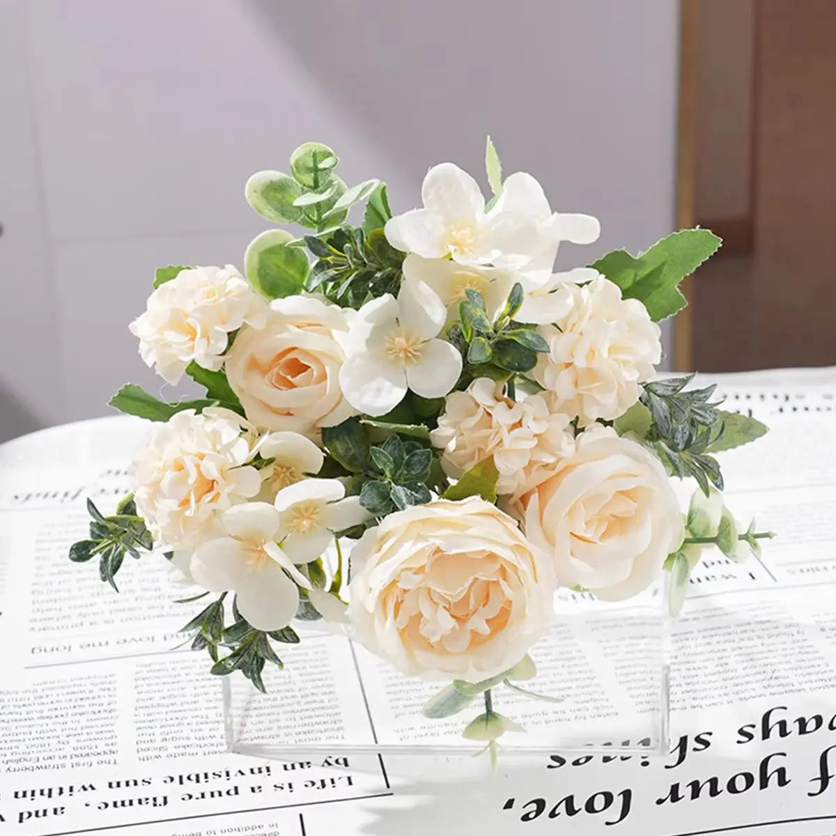 Artificial Silk Flower Bouquet — Roses, Peonies & Hydrangeas