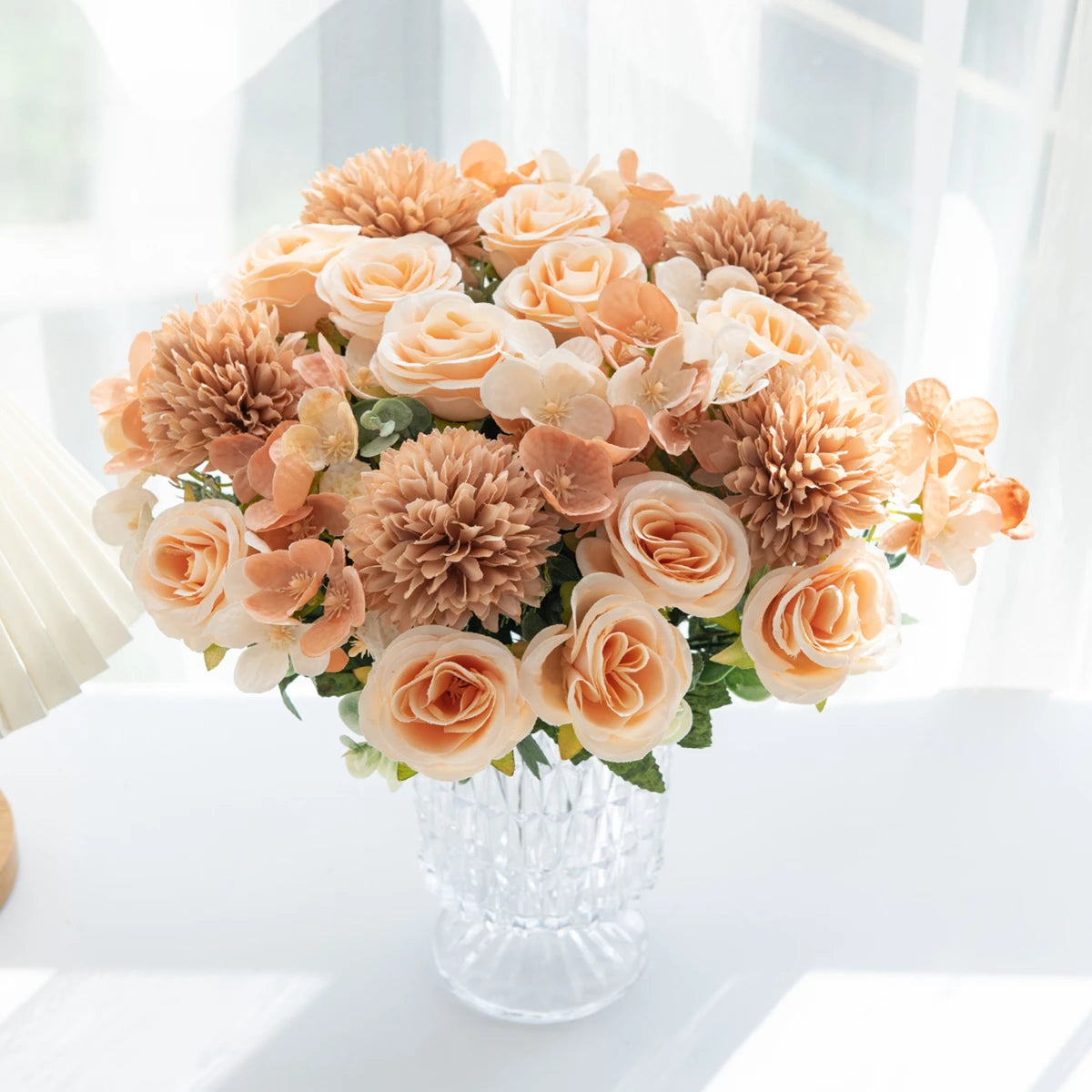 Artificial Silk Rose & Peony Bouquet with Hydrangeas