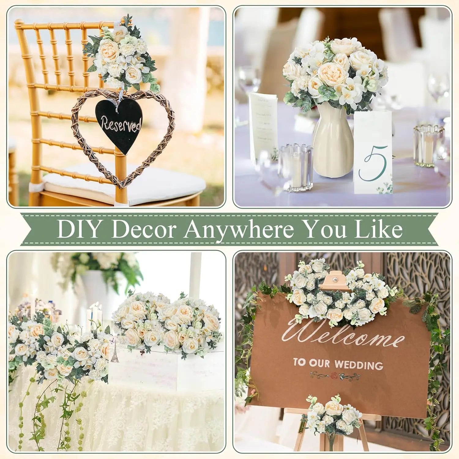 Artificial Silk Flower Bouquet — Roses, Peonies & Hydrangeas