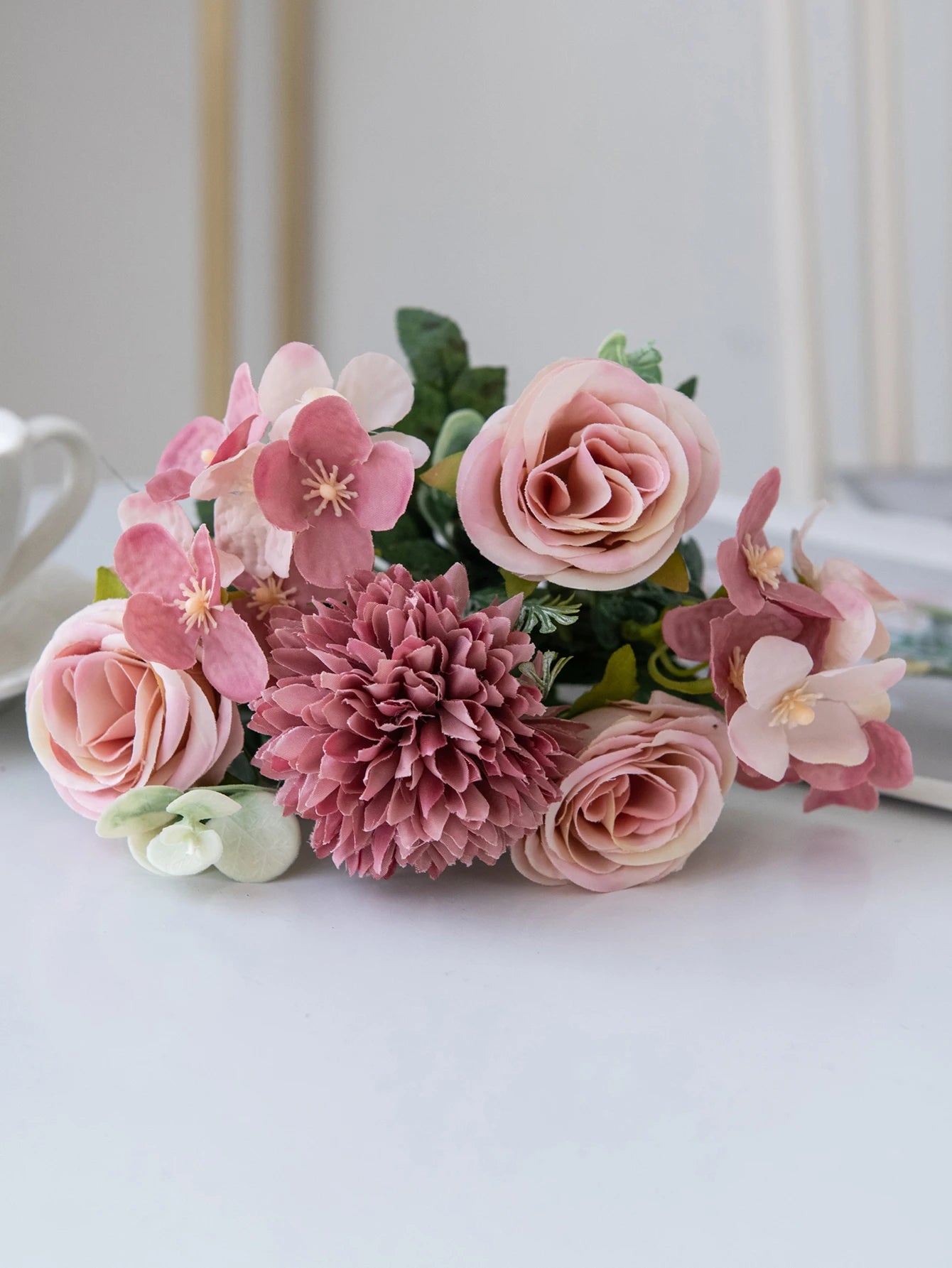 Artificial Silk Rose & Peony Bouquet with Hydrangeas