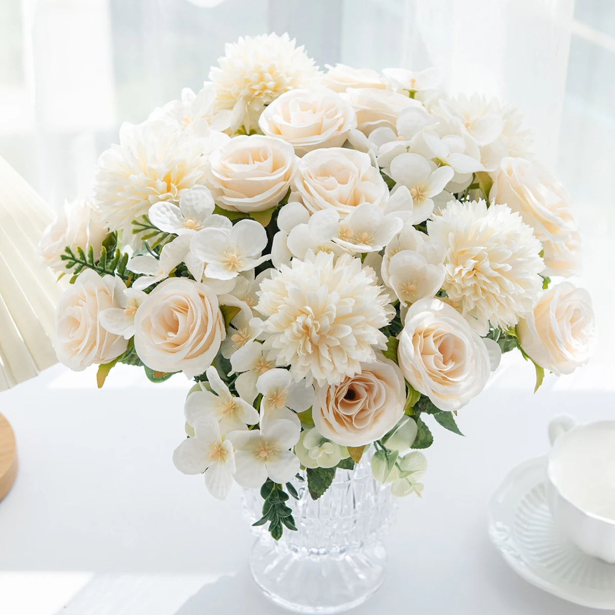 Artificial Silk Rose & Peony Bouquet with Hydrangeas