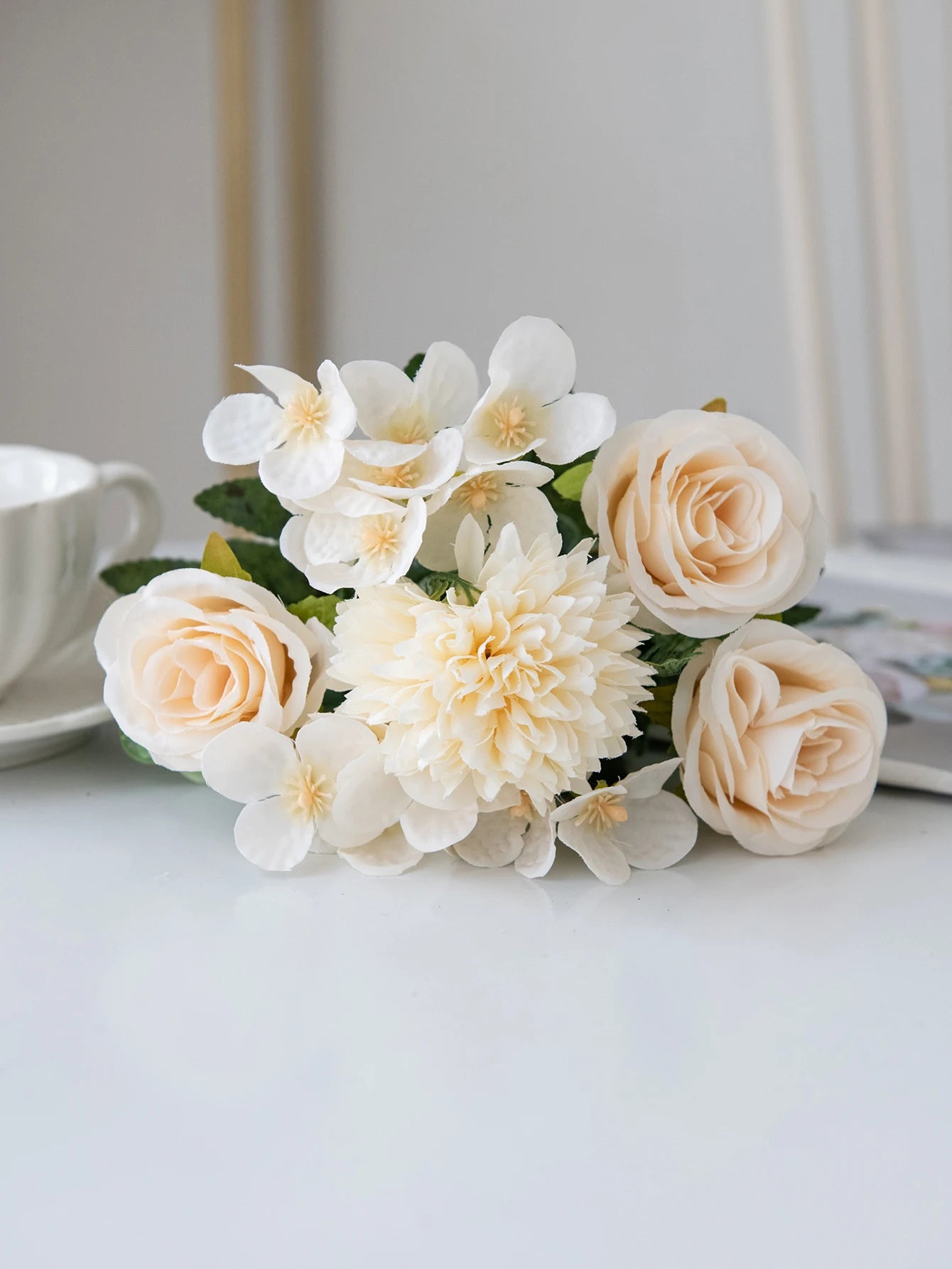 Artificial Silk Rose & Peony Bouquet with Hydrangeas
