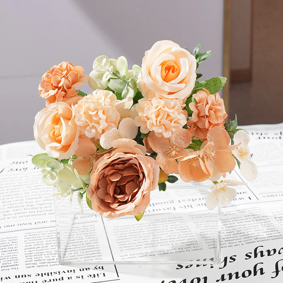 Artificial Silk Flower Bouquet — Roses, Peonies & Hydrangeas