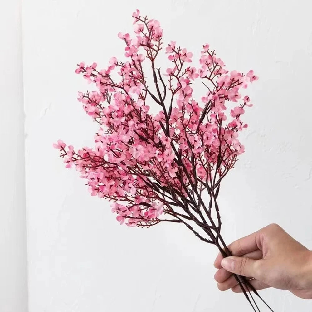 Artificial Pink Cherry Blossom & Gypsophila Branch