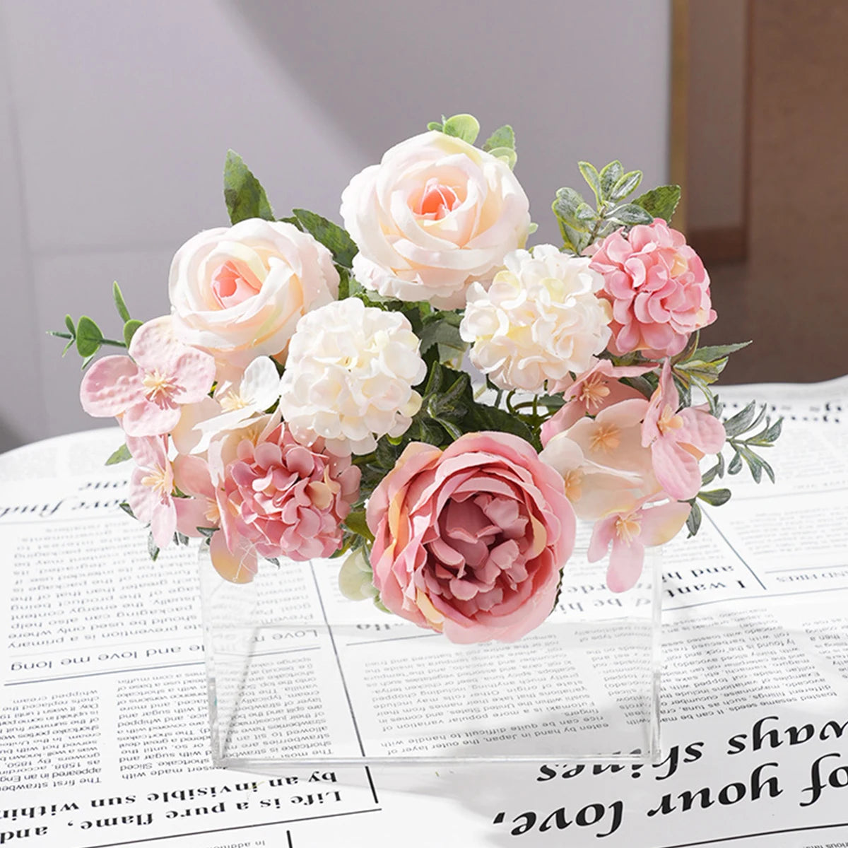 Artificial Silk Flower Bouquet — Roses, Peonies & Hydrangeas
